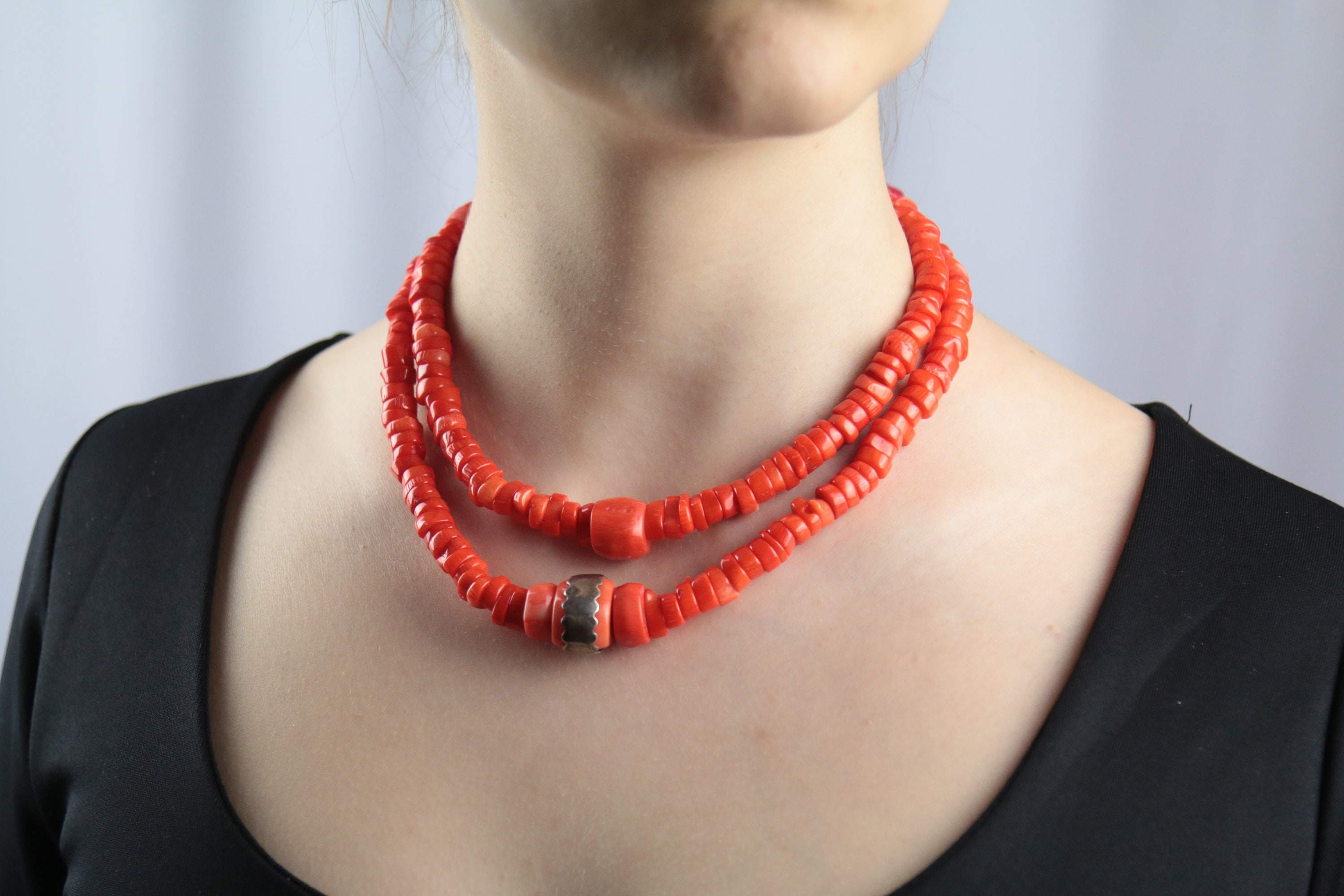 Tradition Red Coral Necklace With Handmade Silver Detail. Ukrainian  Souvenir. Ethno Style for Everyday. -  Finland
