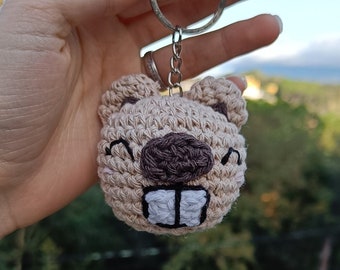 Wzór PDF na szydełkowy brelok z bobrem, zawieszka na torebkę z amigurumi (do pobrania w wersji cyfrowej)