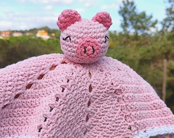 Häkelanleitung für ein Schweinchen-Kuscheltier | Baby-Schmusedecke (PDF) | Amigurumi-Kuscheltier | Geschenk zur Babyparty | Sofort-Download