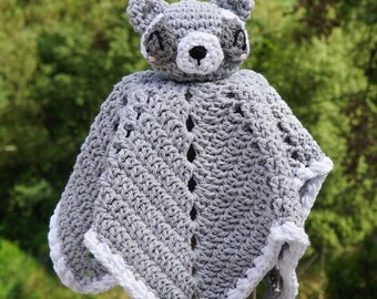 Crochet Raccoon Lovey Pattern, Baby Comforter, Baby Security Blanket, Amigurumi Safety Blanket