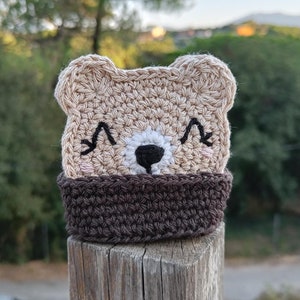 Bear Coaster Crochet Pattern PDF – Cute Amigurumi Drink Mat, Easy DIY Gift, Animal Home Decor