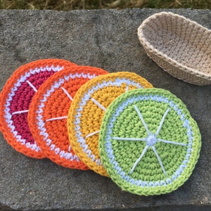 Crochet Pattern Coaster Set Lemon/Lime/Orange/Blood Orange, Summer Home Decor, Housewarming Gifts
