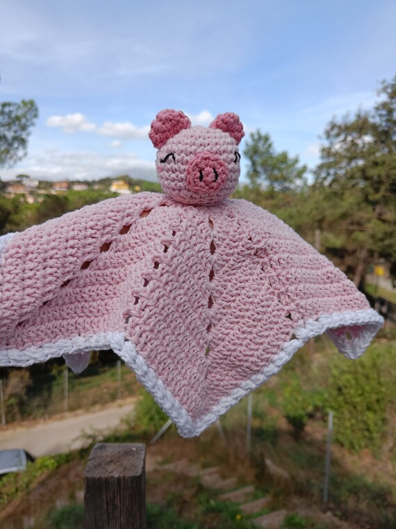 Crochet Pig Lovey Pattern, Amigurumi Safety Blanket, Baby
