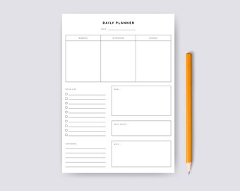 college student planner pdf Daily Planner Printable Minimalist, Ready to Print Out, Digital Instant Download, One page Printable A4 Pdf, White and Black Journal Print