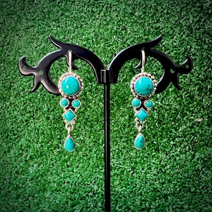 Delicate Dangling Shapes of Turquoise in Sterling Silver Earrings