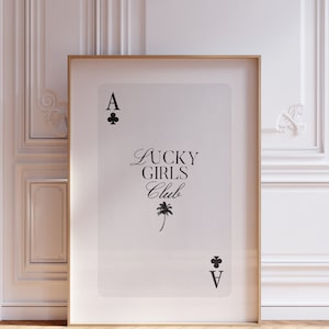 Cartaz de Lucky Girl, pôster moderno de cartão Ace em preto e branco, arte de parede costeira, arte de parede de cartas de baralho, pôster de cowgirl costeira, impressão estética