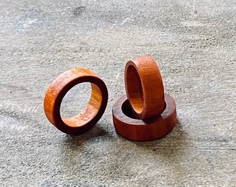 African Padauk Wooden Rings, Wood Rings, Wedding Bands