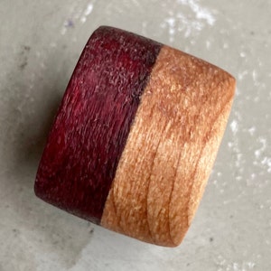 Purple Heart & Maple wood ring-Custom wood ring-wooden ring-statement ring