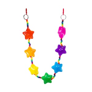 Bright Rainbow Kandi Chain Ball Pit Stars Retro Raver Belt Accessory