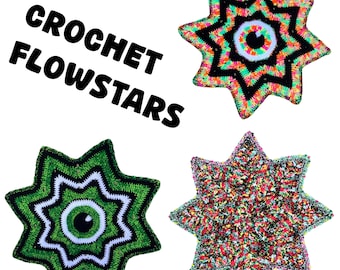 Crochet Flow Star with Beaded Edges | Festival Flow Toy Multicolored Rave Trippy Flowstar