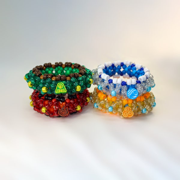 Avatar Kandi Cuffs | Elements Earth Wind Fire Water Handmade