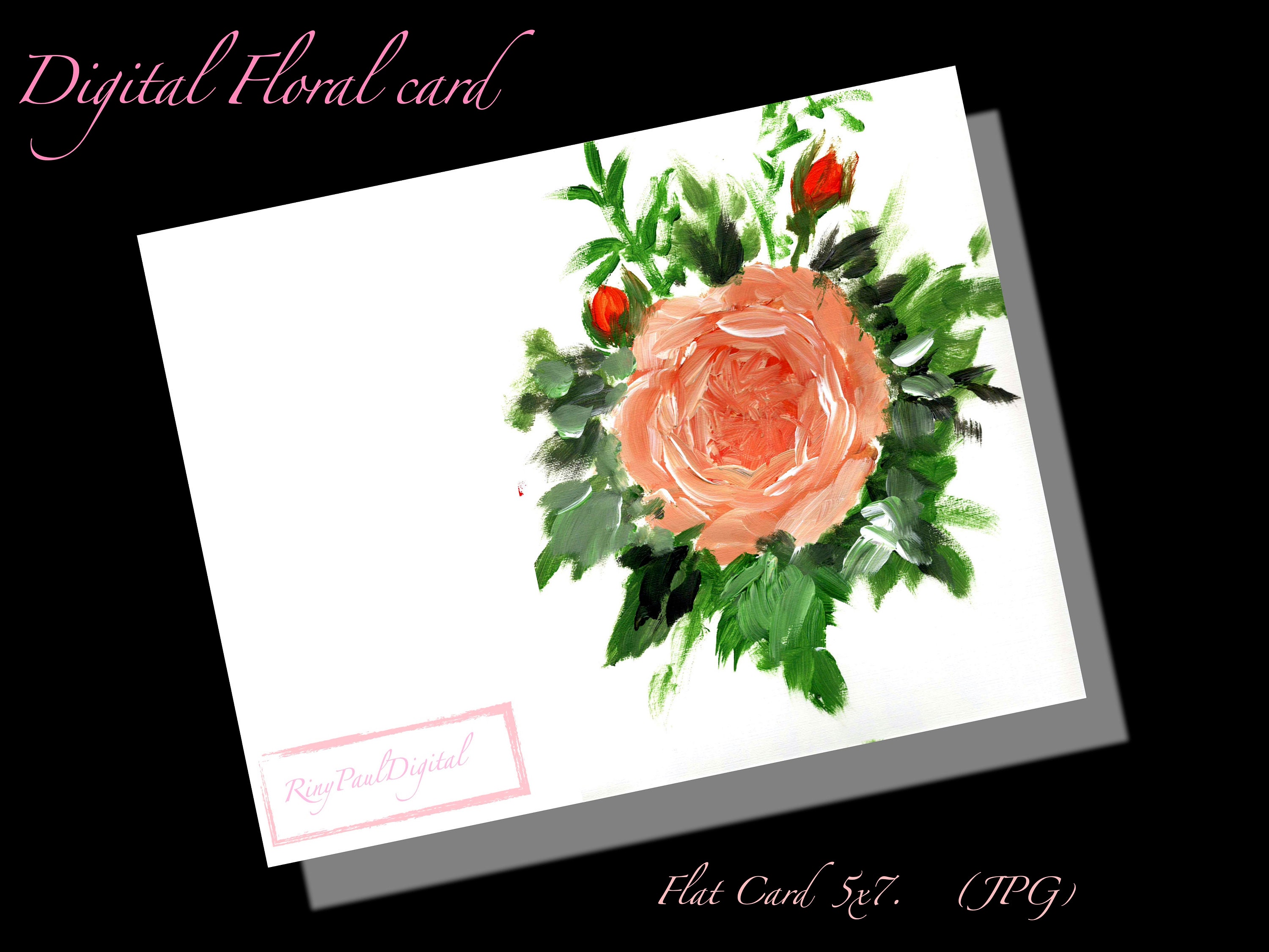 GREETING CARD Roses Greeting Card Floral Card Digital Greeting Etsy UK
