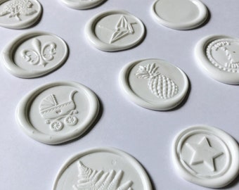 White wax seals - Wedding wax seal - Wax seal sticker - Self sticking seal - Wax stamp seal