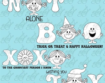 Little Miss Sentimental, digital stamp set, png  300 dpi images, black and white images for card making