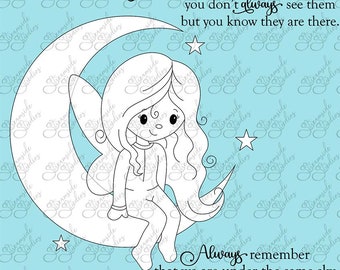 Under the Same Sky, digital fairy stamp set, png  300 dpi images, black and white images for card making