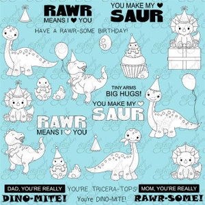 Dinos, conjunto de sellos digitales de dinosaurios, sellos digi, png 300 ppp