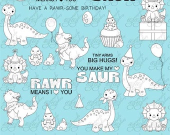 Dinos, dinosaur digital stamp set, digi stamps, png 300 dpi
