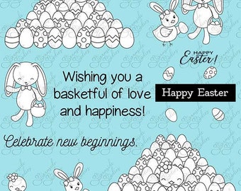 Sweet Easter Friends 2 Digital Stamp, 300 dpi png digi, cute Easter stamps