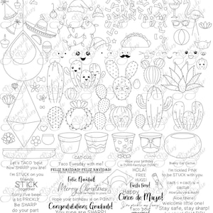 Cactus Party, 300 dpi, sello digital png