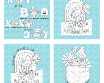 Little Miss bundle, digital stamp set, png  300 dpi images, black and white images for card making