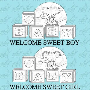 Welcome Sweet Baby mice juego de sellos digitales, mice digi stamps, png 300 dpi
