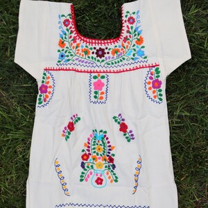 Hand Embroidered Mexican Little Girl Dress, Floral Embroidered Dress, Boho Girl Dress, Birthday Dress, Vestido Mexicano