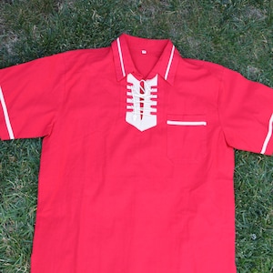 Men&#39;s Mexican Guayabera Lace Up Shirt, Men&#39;s Short Sleeve Shirt, Fiesta Shirt
