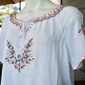 Embroidered Floral Cotton Blouse Top, Mexican Style, Boho Blouse, Lightweight Spring/Summer Top, Fiesta Clothing, Coco Top