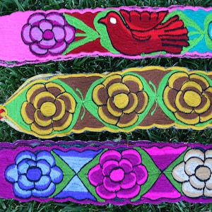 Mexican Embroidered Floral Bird Waist/Hip Belt, To Wear with Mexican Tops and Dresses, Boho Mexican Fiesta Wedding Belt, Faja Bordada