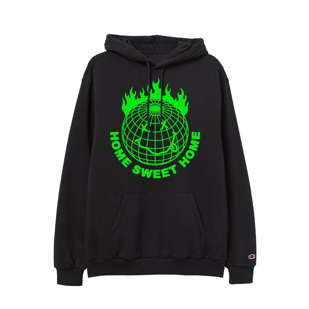 Black neon green hoodie sales