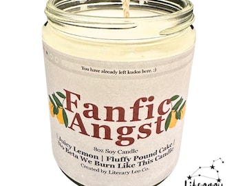 Vela Fanfic Angst - Aroma a limón jugoso y bizcocho esponjoso / Regalo para fans de fanfiction / Regalo para autores / Vela para escritores / Bookstagram / Booktok / Ao3
