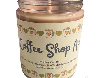 Vela inspirada en una cafetería (AU) - Aroma a S'mores Latte / Velas con temática romántica / Regalo para fans de fanfiction / Regalo para autores / Escritores / Bookstagram / Booktok