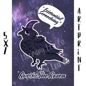 Rabatt Quoth The Raven Kunstdruck 13 x 18 | Witchy Druck | Halloween-Humor | Raben Kunst | Rabattierte Kunst | Zauberei | Wicca | Pagan | Gothik