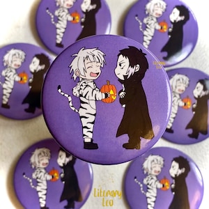 Spooky SSKK Pin | Shin Soukoku 6cm Button | Ita Bags | Anime | Otaku | BSD | Bungo Stray Dogs | Atushi | Akutagawa | Dazai | Chuuya