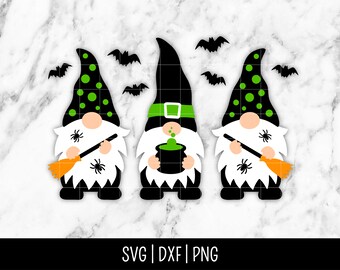 Witch Halloween Gnome SVG Bundle Trio, Fall SVG, Spooky, Tshirt Pumpkin, Witches Ghost | Instant Digital Download, Cut File, Svg Dxf Png