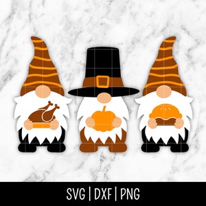 Thanksgiving Fall Gnome SVG Bundle Trio, Pumpkin Spice Latte PSL SVG, Autumn, Pilgrim | Instant Digital Download, Cut File, Svg Dxf Png