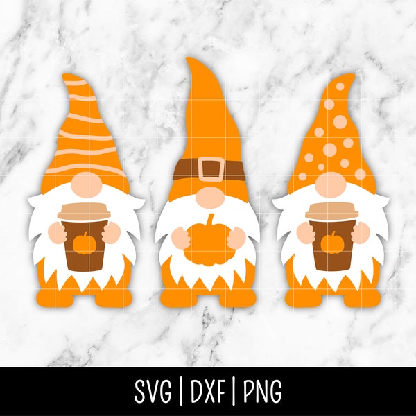 Pumpkin Spice Latte Gnome SVG Bundle Trio, Fall PSL SVG, Autumn, Thanksgiving png svg | Instant Digital Download, Cut File, Svg Dxf Png