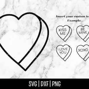 Fichier SVG Blank Candy Heart, Saint-Valentin, Conversation Hearts, Sweethearts, Love | Téléchargement numérique instantané, fichier coupé, svg dxf png