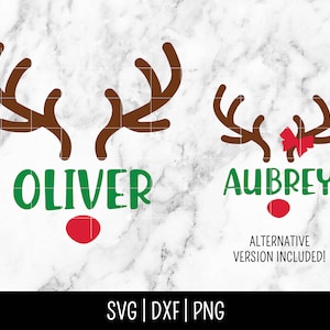 Rudolph Reindeer SVG, kerstgewei naamlijst, elf, kinderen, vakantie, monogram | Directe digitale download, gesneden bestand, Svg Dxf-png