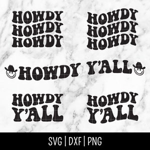 Howdy Yall SVG Datei, Texas, Land, Y'all, Cowgirl, Groovy, Retro, Western PNG | Sofort Digital Download, Cut File, Svg Dxf Png