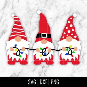Christmas Gnome Holiday SVG Bundle Trio, Santa SVG, Merry Christmas, Elf svg Instant Digital Download, Cut File, Svg Dxf Png image 1