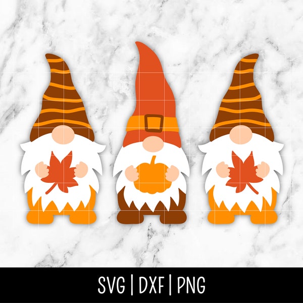 Fall Leaves Gnome SVG Bundle Trio, Pumpkin Spice Latte PSL SVG, Autumn, Thanksgiving png | Instant Digital Download, Cut File, Svg Dxf Png