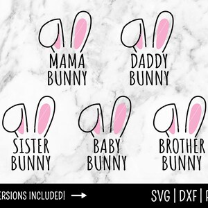 Family Bunny Ears SVG Bundle, Easter Bunny, Clipart, Mama Bunny, Kids, Baby Personalize | Cut File, Instant Digital Download, Svg Dxf Png