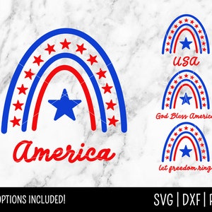 4 juillet Boho Rainbow SVG Bundle, USA SVG, America, Independence Day, Rainbows svg | Téléchargement numérique instantané, Fichier coupé, Svg Dxf Png