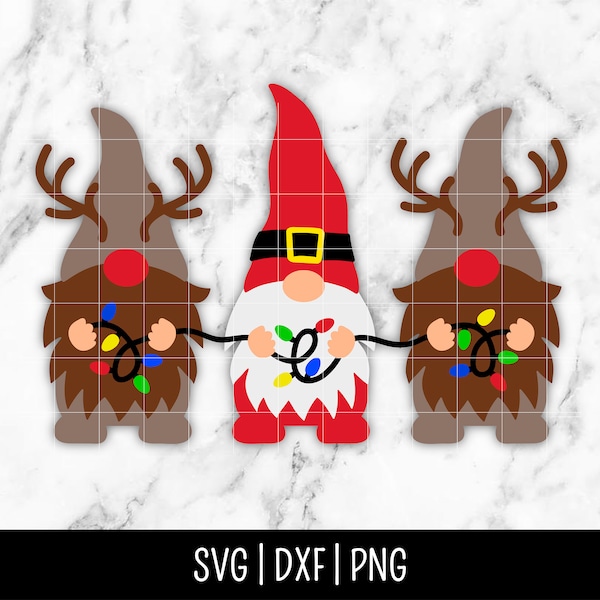 Santa Reindeer Gnome SVG Bundle Trio, Rudolph, Santa SVG, Merry Christmas, Lights, Elf svg | Instant Digital Download, Cut File, Svg Dxf Png