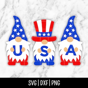 4 juillet Gnome SVG Bundle Trio, USA SVG, Amérique, Independence Day, Rainbows svg | Téléchargement numérique instantané, Fichier coupé, Svg Dxf Png