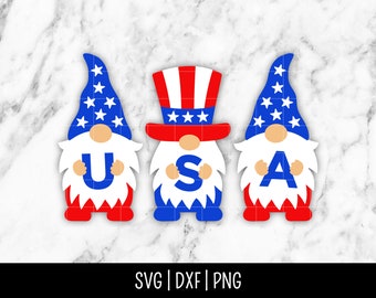 4th of July Gnome SVG Bundle Trio, USA SVG, America, Independence Day, Rainbows svg | Instant Digital Download, Cut File, Svg Dxf Png