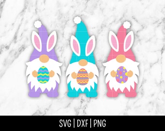 Easter Gnomes SVG Bundle Trio, Happy Easter, Three Gnomes svg, Bunny ears svg, Easter eggs | Instant Digital Download, Cut File, Svg Dxf Png