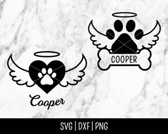 Pet Memorial Remembrance SVG File, Pet Loss, Dog, Cat, Dog Mom, Angel Wings, Personalize | Instant Digital Download, Cut File, Svg Dxf Png