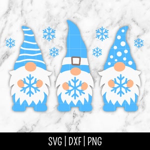 Winter Christmas Gnome Holiday SVG Bundle Trio, Snowflake SVG, Merry Christmas, Wonderland | Instant Digital Download, Cut File, Svg Dxf Png